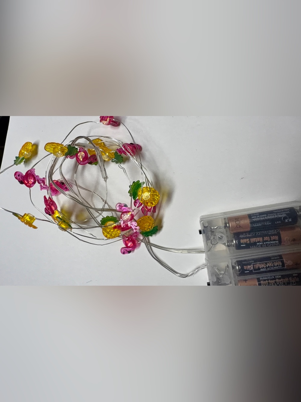 Pineapple & Flamingo String Lights - Tropical LED Battery Fairy Lights